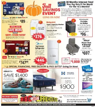ABC Warehouse Weekly Ad preview, valid 09/13/2026 - 09/19/2026