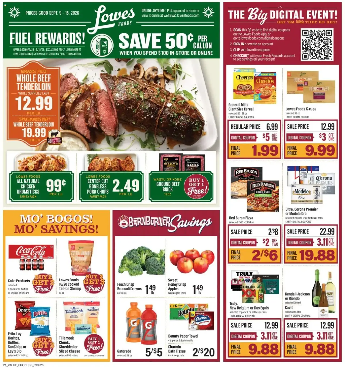 Lowes Foods Weekly Ad, page 1 of 11, valid 09/09/2026 - 09/15/2026