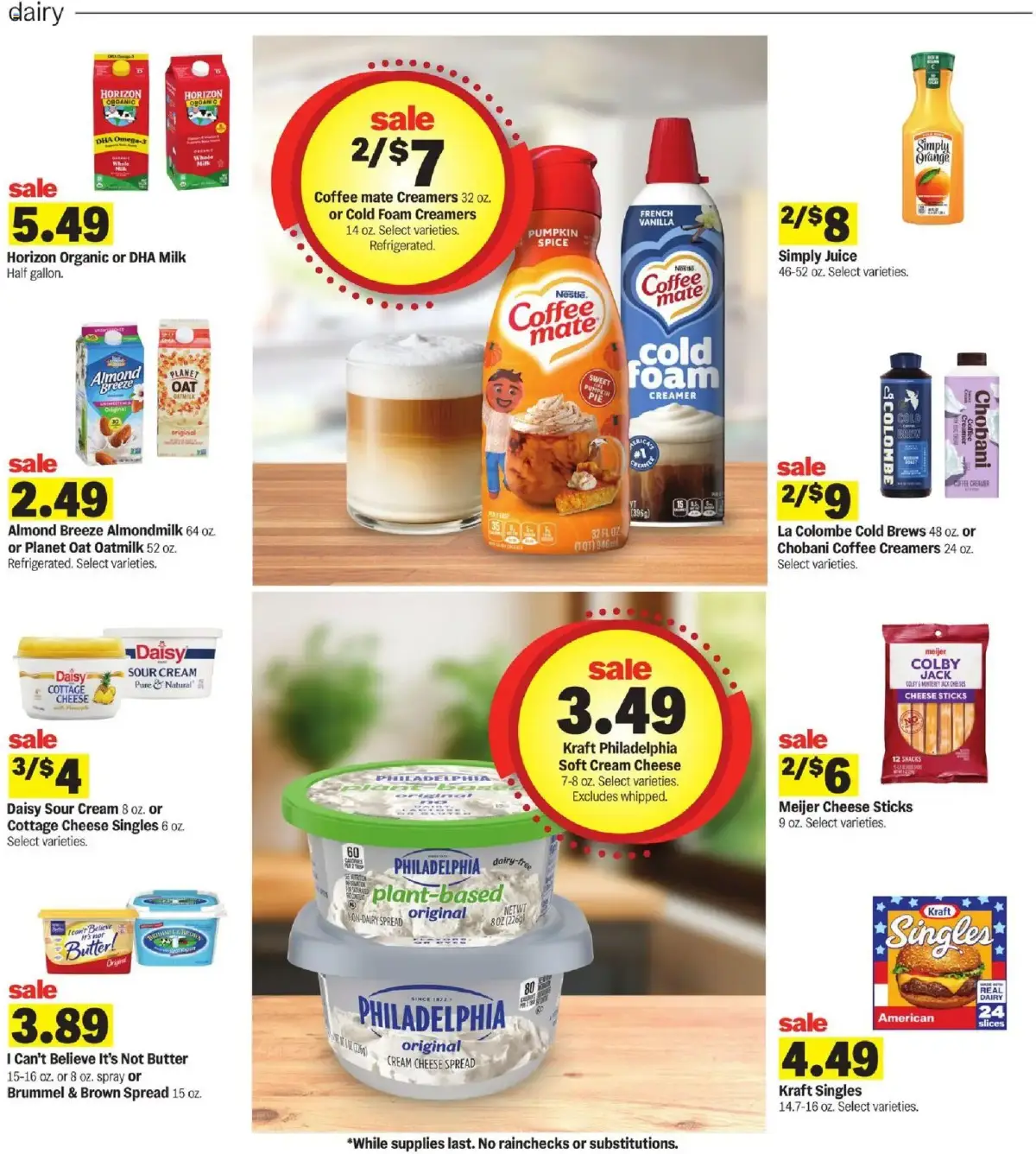 Meijer Weekly Ad, page 7 of 35, valid 09/09/2026 - 09/15/2026 — Coffee, Horizon, Sour Cream, Dairy