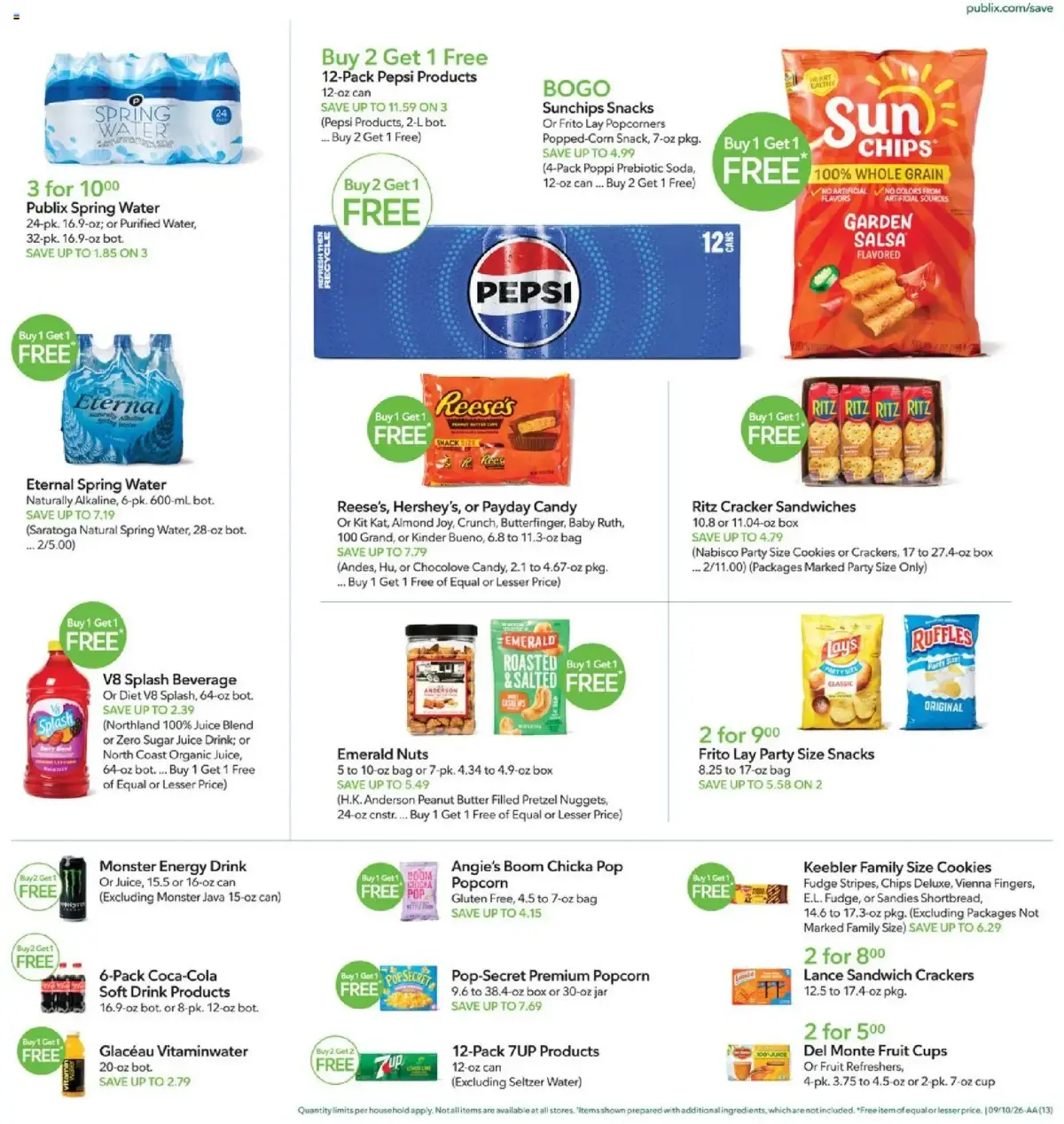 Publix Weekly Ad, page 13 of 20, valid 09/09/2026 - 09/15/2026 — Pepsi, Potato Chips, Sports Drink, Kettle Cooked