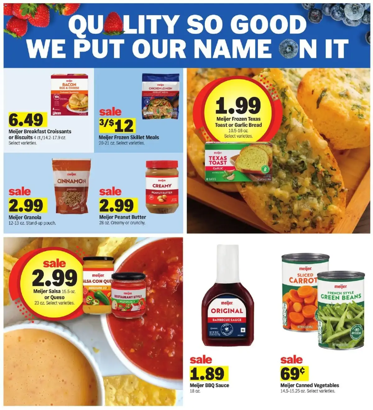 Meijer Weekly Ad, page 14 of 35, valid 09/09/2026 - 09/15/2026 — Toast, Con Ques, Ecg Cheese, Green Beans