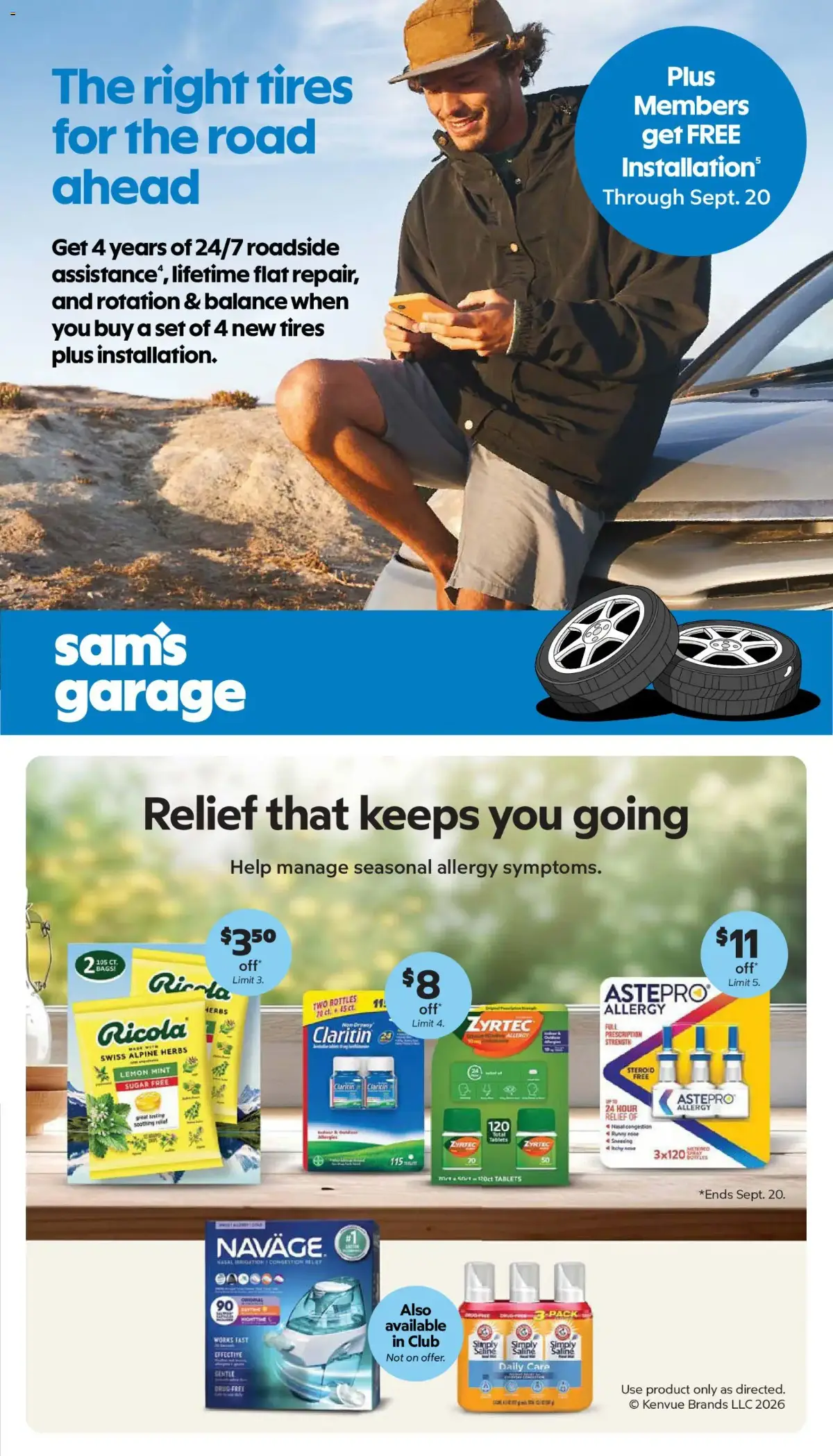 Sam's Club Weekly Ad, page 23 of 44, valid 08/26/2026 - 09/20/2026 — Ends Sept, Lemon Mint, Flat Repair, Alpine Herb