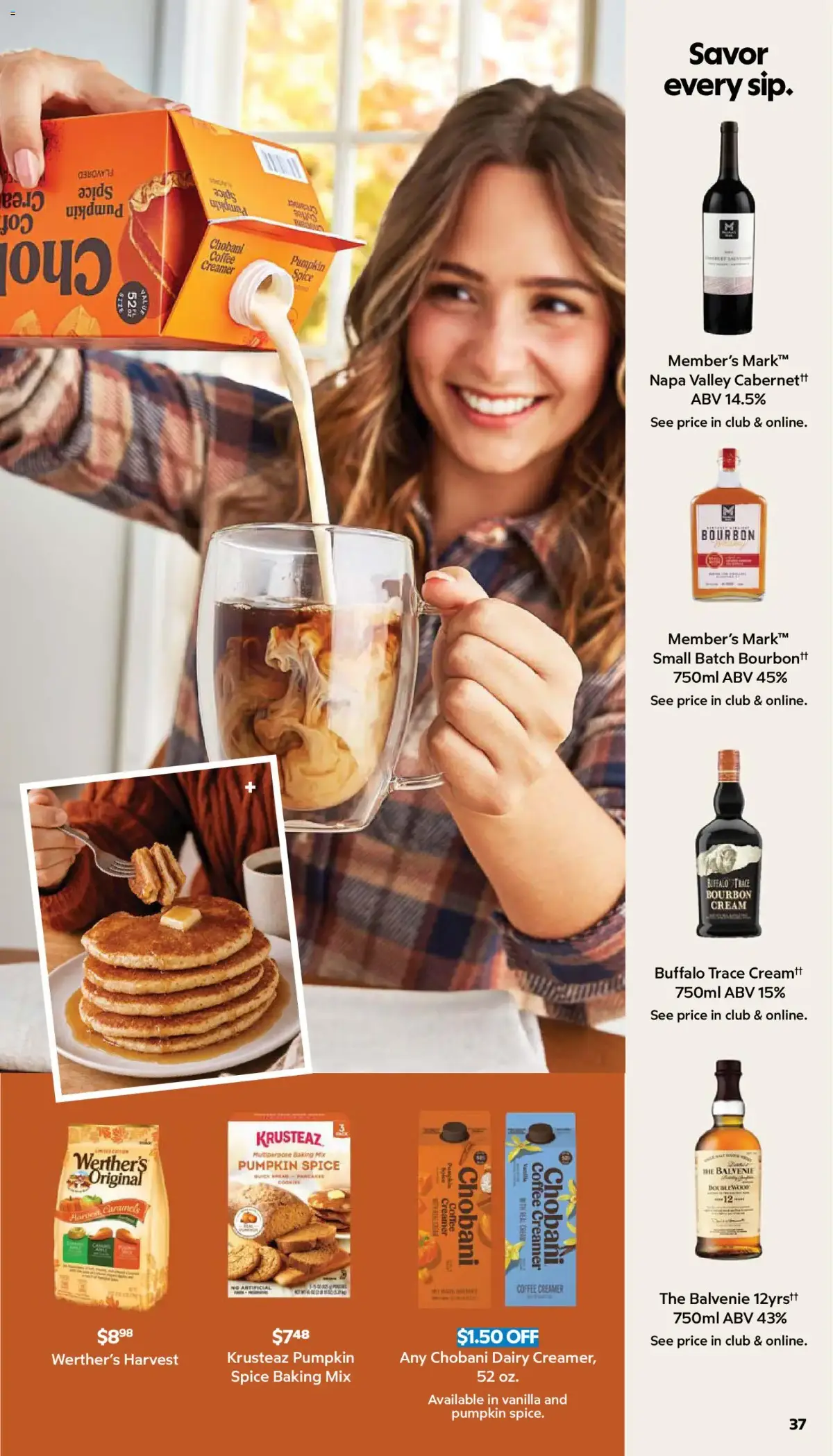Sam's Club Weekly Ad, page 37 of 44, valid 08/26/2026 - 09/20/2026 — Member's Mark, Pumpkin Spice, Bourbon, Trace Creamtt