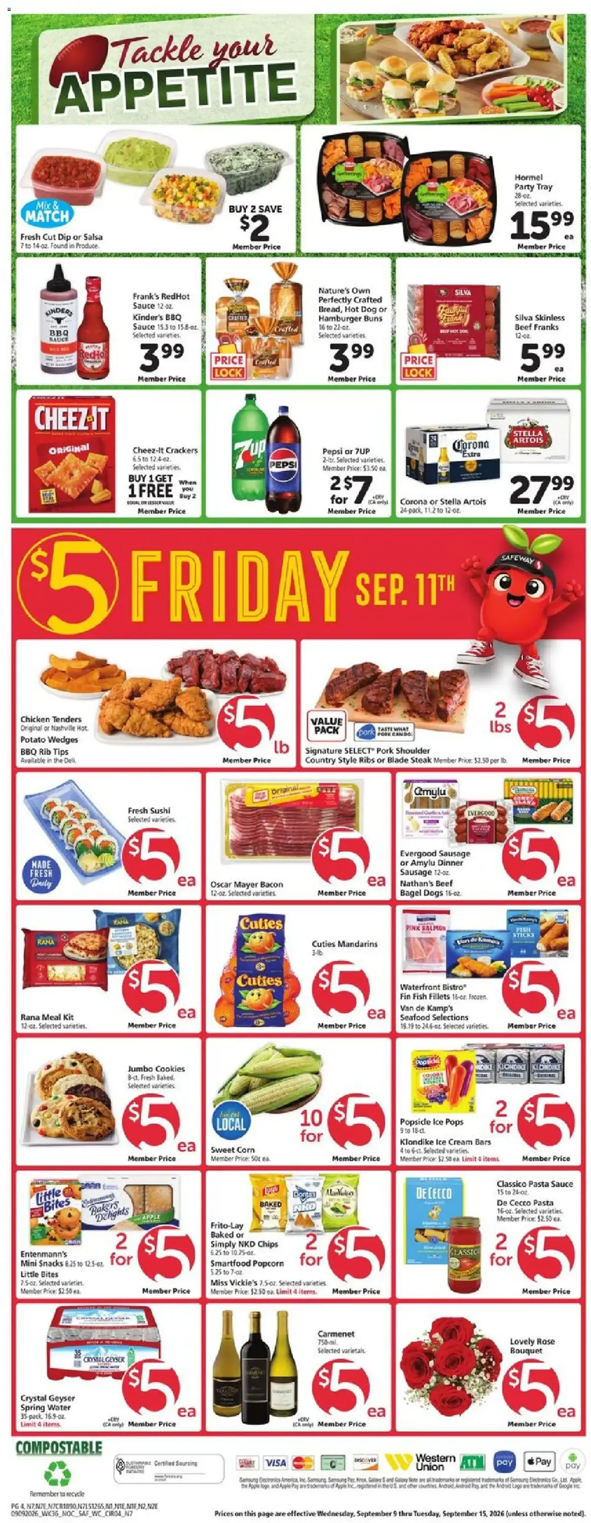 Safeway Weekly Ad, page 4 of 10, valid 09/09/2026 - 09/15/2026 — Cuties, Outshine, High Noon, Sour Cream