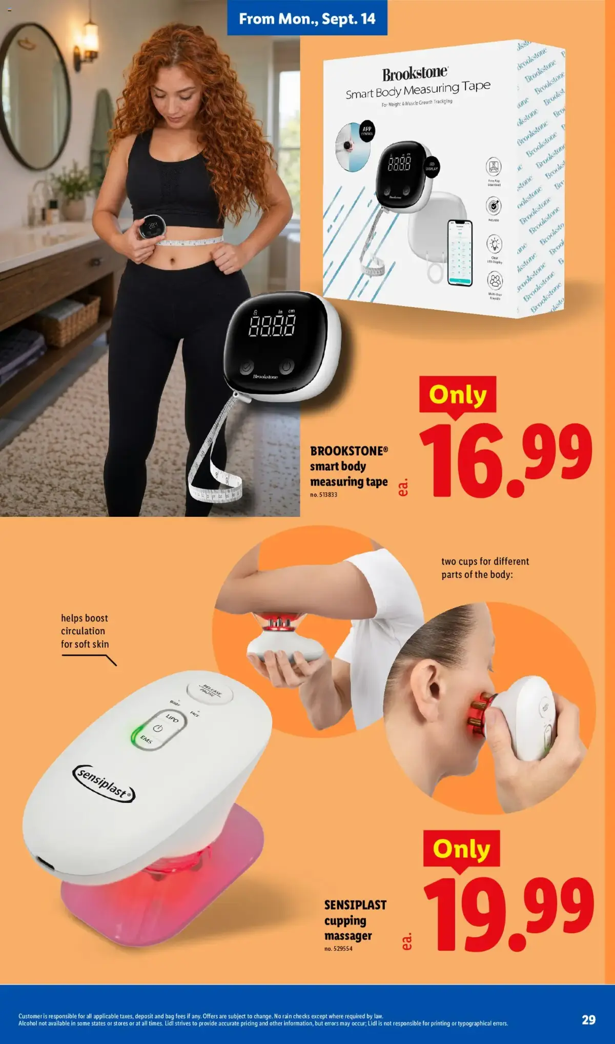 Lidl Weekly Ad, page 29 of 34, valid 09/09/2026 - 09/15/2026 — Measuring Tape, Brookstone, Smart Body, Helps Boost