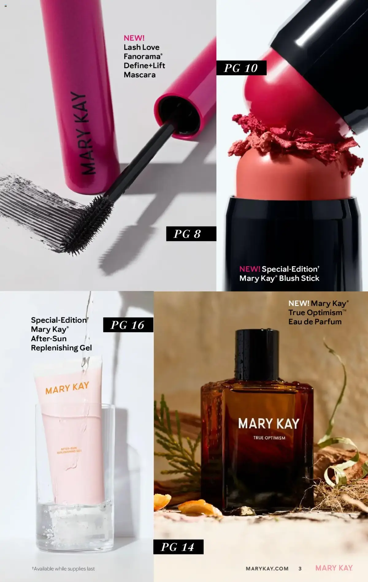 Mary Kay The Look Summer 2026, page 3 of 36, valid 05/16/2026 - 09/16/2026 — True Optimism, Lash Love, Replenishing Gel, Mascara