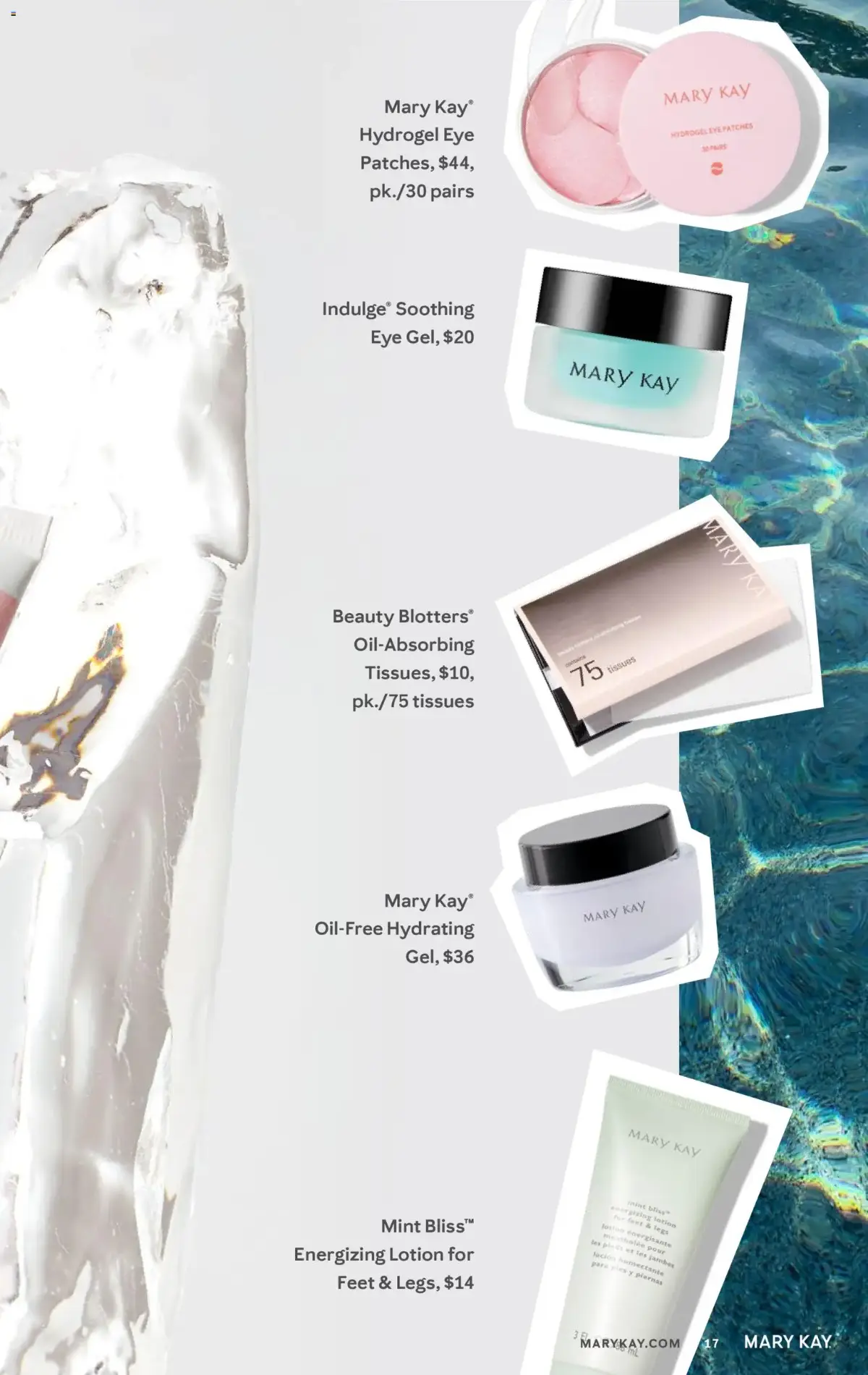 Mary Kay The Look Summer 2026, page 17 of 36, valid 05/16/2026 - 09/16/2026 — Tissues, Feet Legs, Mint Bliss, Cholke Pour