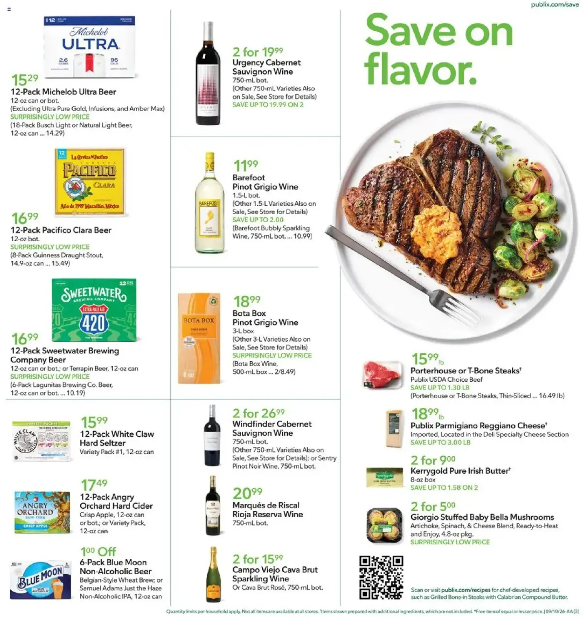 Publix Weekly Ad, page 3 of 20, valid 09/09/2026 - 09/15/2026 — Sauvignon Wine, Chardonnay Wine, Josh, Iced Tea