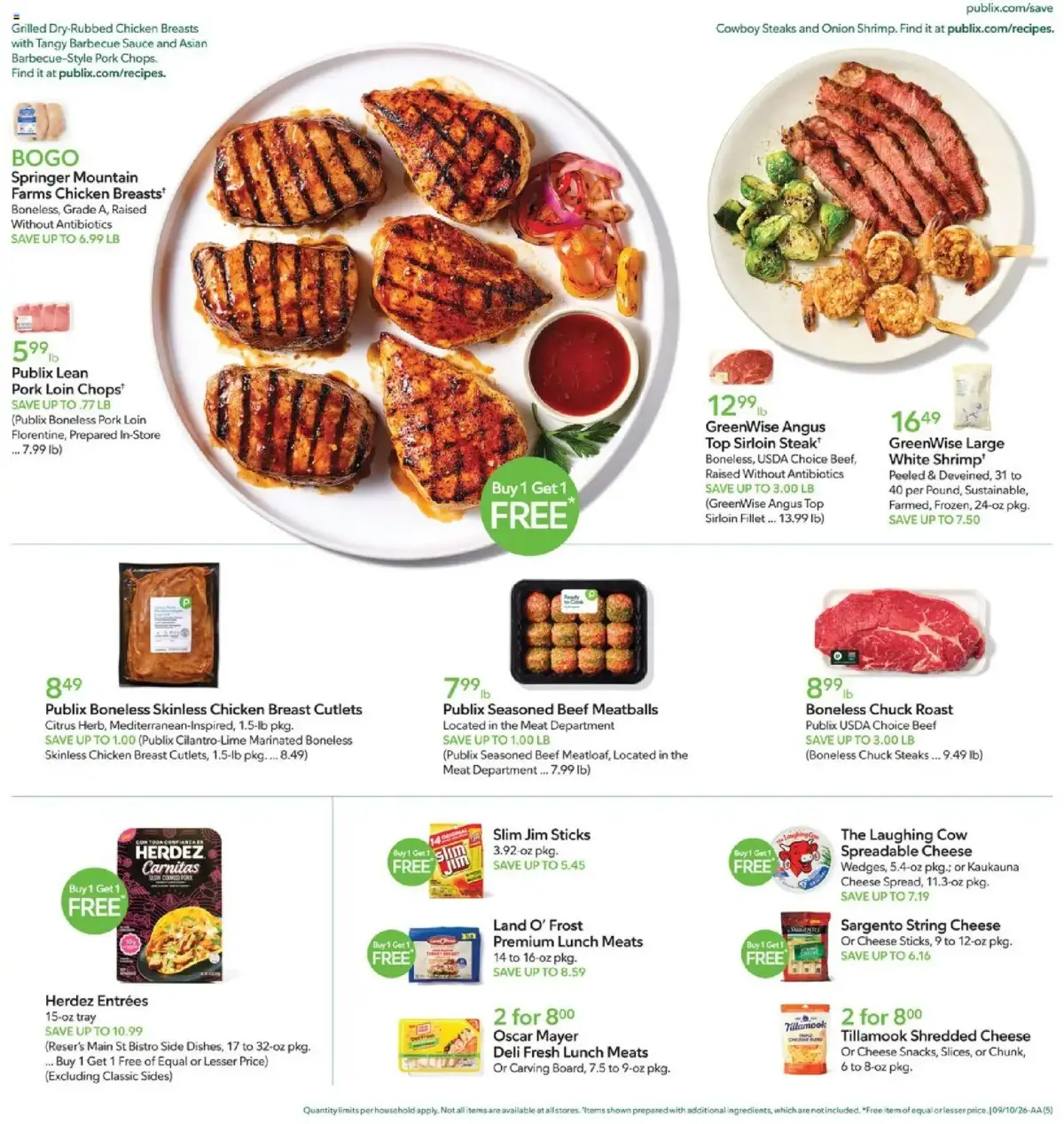 Publix Weekly Ad, page 5 of 20, valid 09/09/2026 - 09/15/2026 — Hillshire, Cheese Cup, Cheese Bar, Loin Chopst