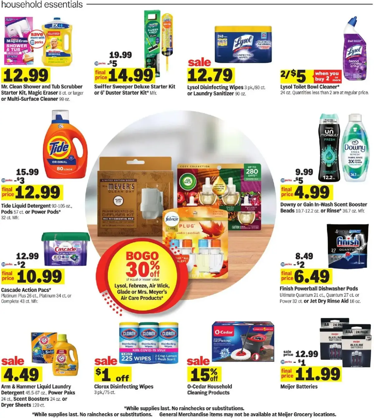 Meijer Weekly Ad, page 23 of 35, valid 09/09/2026 - 09/15/2026 — Disinfecting, Lysol, Finish, Kit Mfr