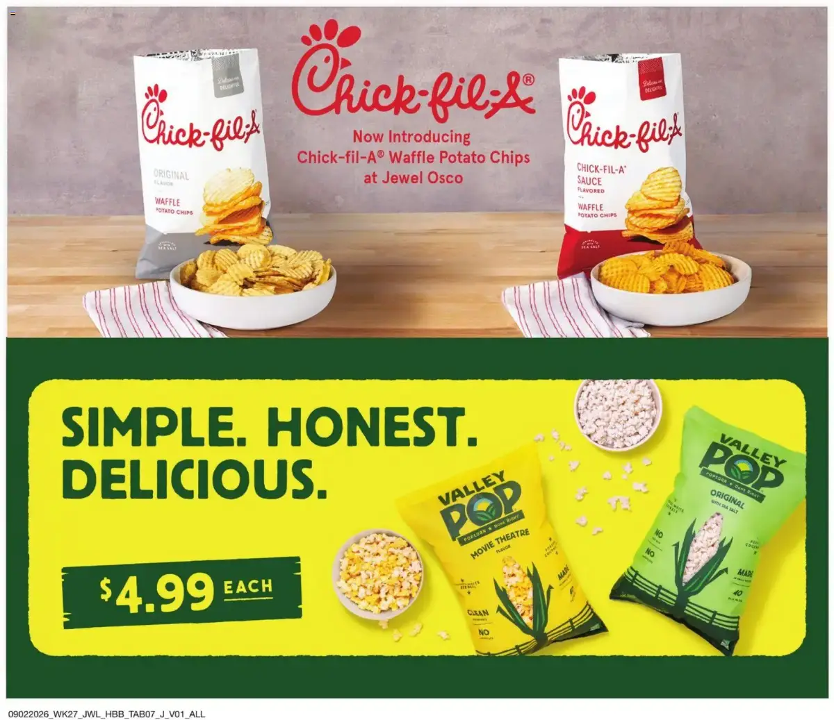 Jewel Osco Specialty Publication, page 7 of 8, valid 09/02/2026 - 09/29/2026 — Potato Chips, Waffle, Original, Simple Honest