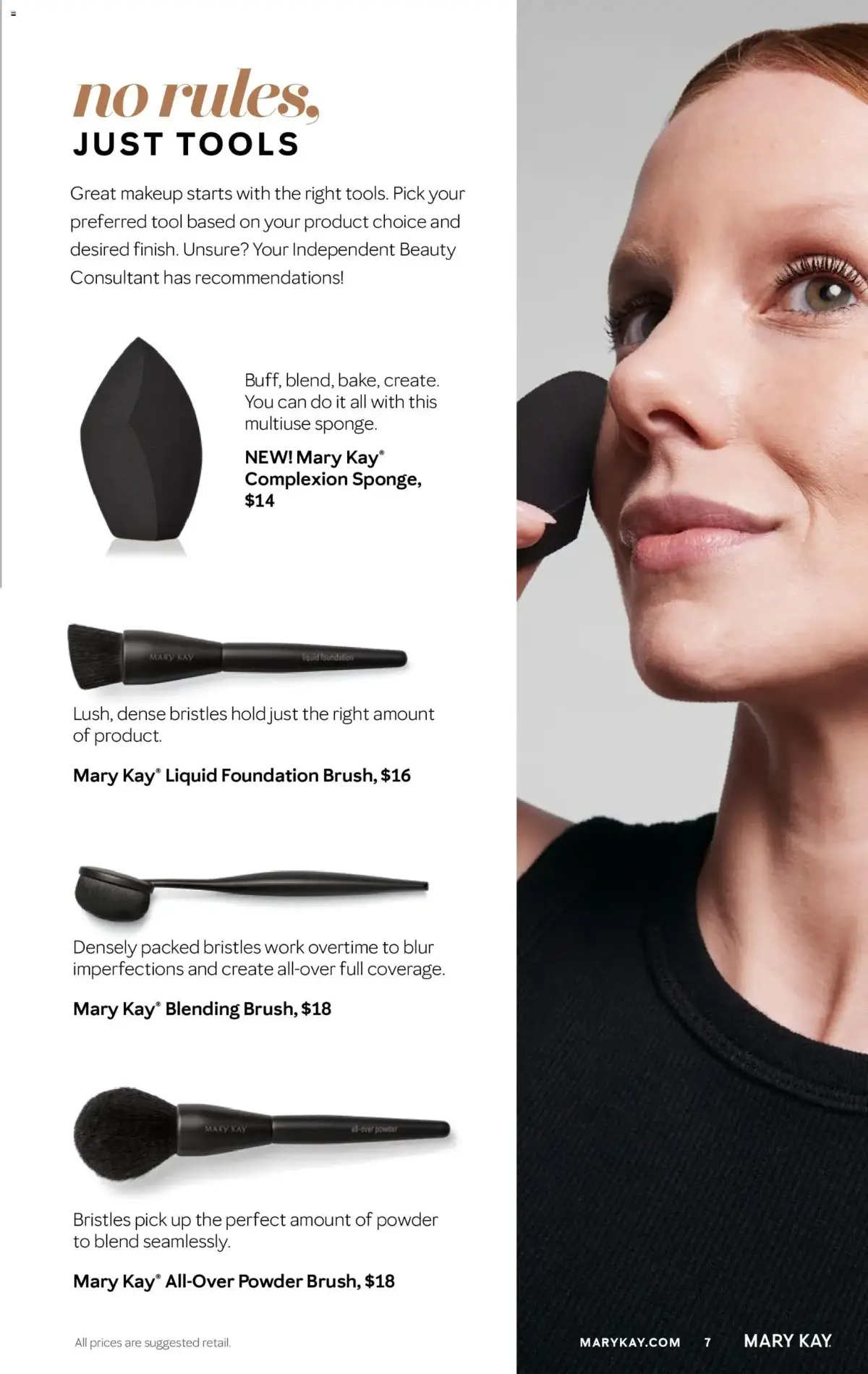 Mary Kay The Look Summer 2026, page 7 of 36, valid 05/16/2026 - 09/16/2026 — Just Tools, Bake Create, Multiuse Sponge, Blend Seamlessly