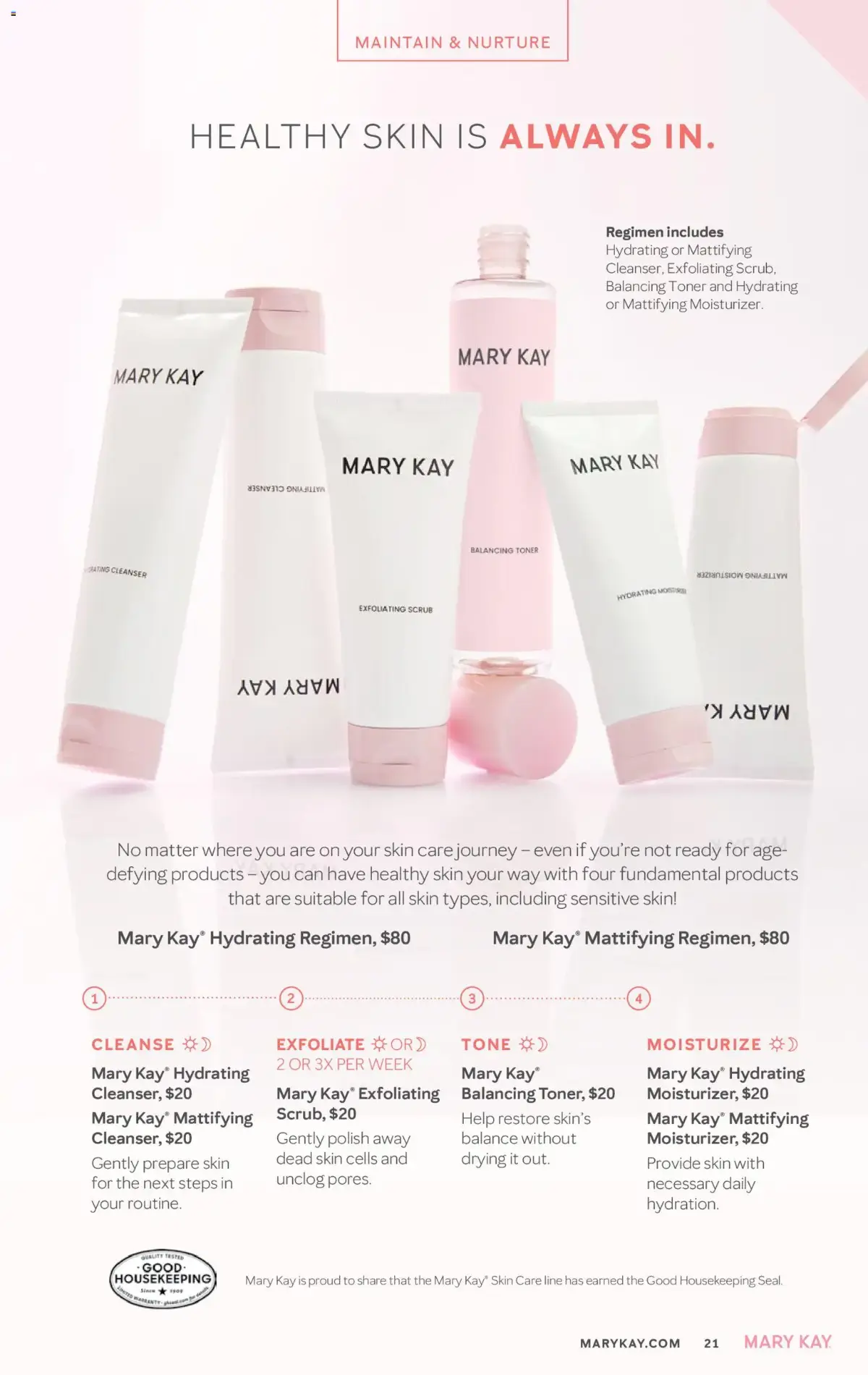 Mary Kay The Look Summer 2026, page 21 of 36, valid 05/16/2026 - 09/16/2026 — Cleanser, Balancing Toner, Exfoliating Scrub, Gently