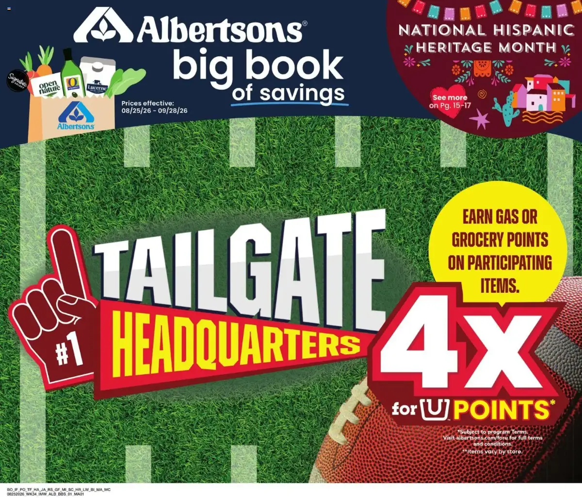 Albertsons Big Book of Savings, page 1 of 17, valid 08/25/2026 - 09/28/2026