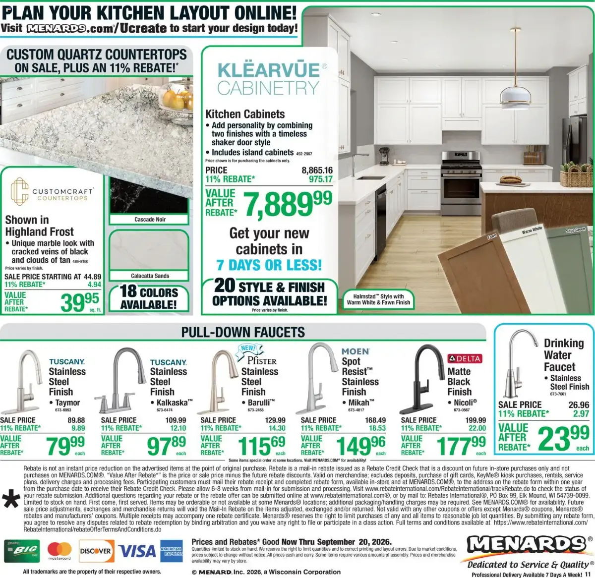 Menards Weekly Ad, page 17 of 22, valid 09/10/2026 - 09/20/2026 — Rebate, After, Golden Nickel, Finish