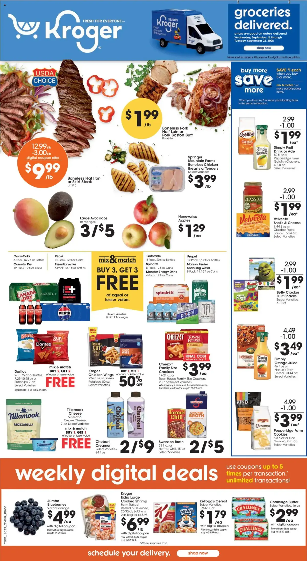 Kroger Ad, page 1 of 4, valid 09/16/2026 - 09/22/2026