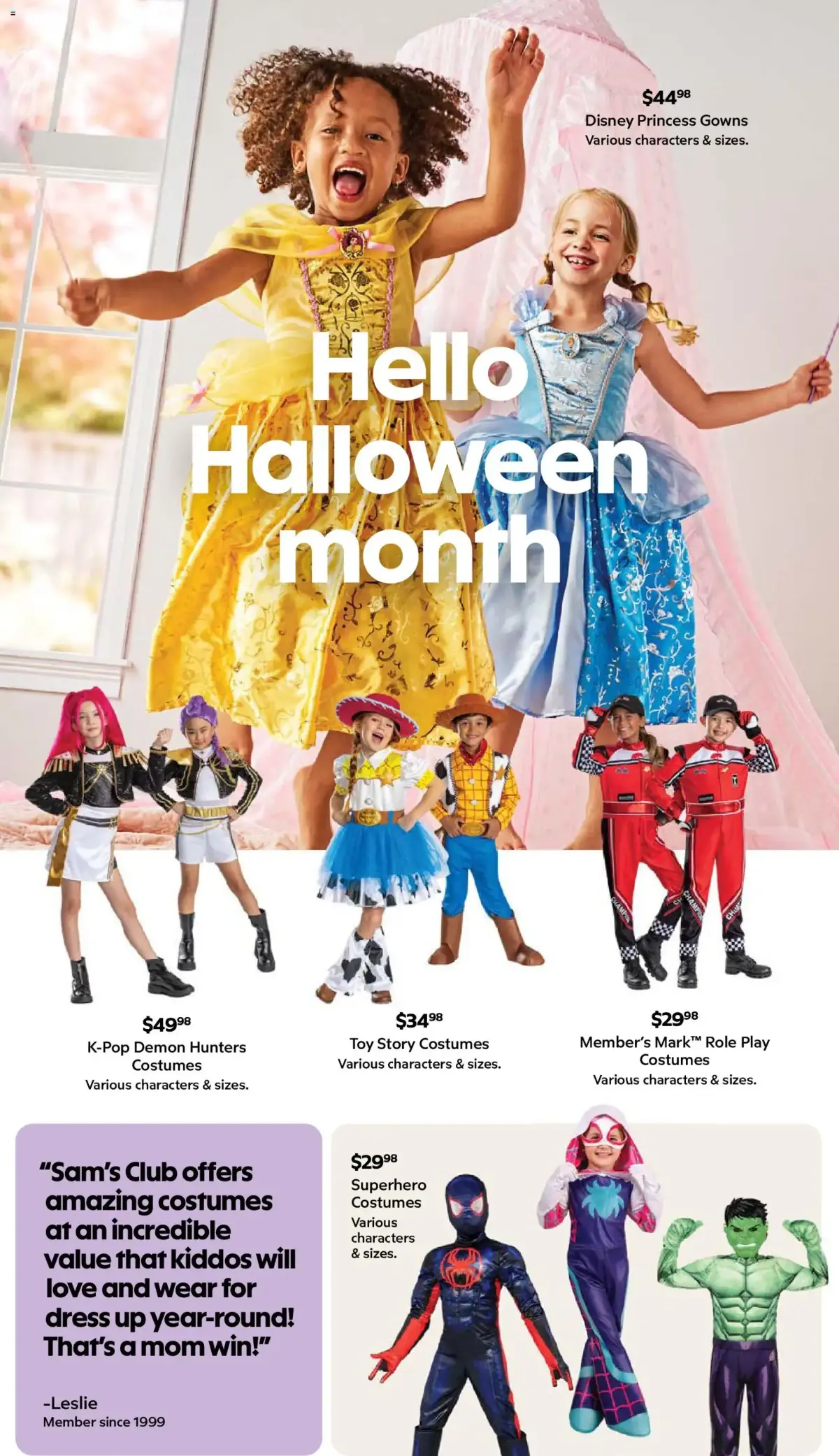 Sam's Club Weekly Ad, page 26 of 44, valid 08/26/2026 - 09/20/2026 — Costumes, Mom Win, Role Play, Demon Hunters