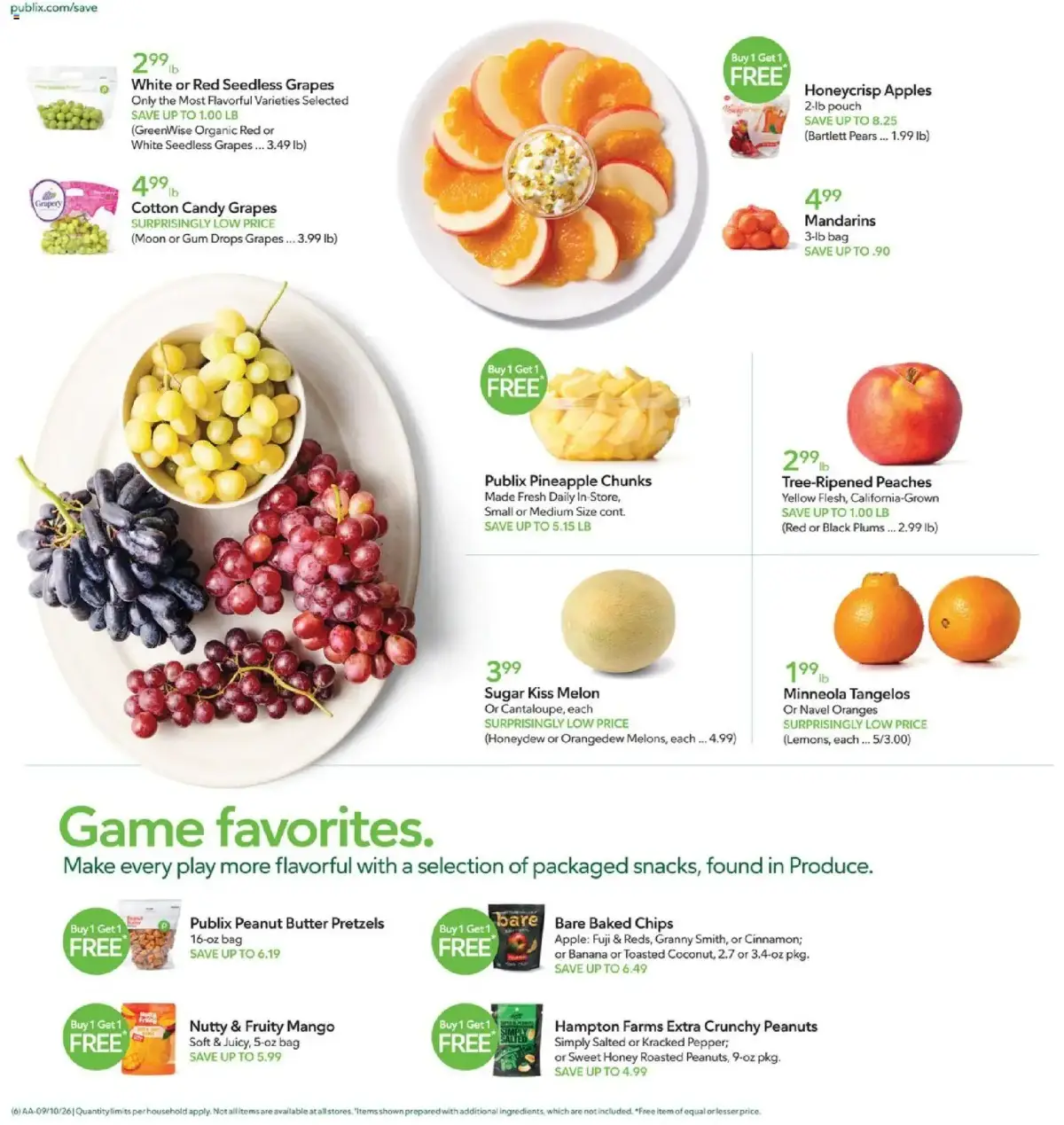 Publix Weekly Ad, page 6 of 20, valid 09/09/2026 - 09/15/2026 — Drops Grapes, California-Grown, Pak Apple, White Red