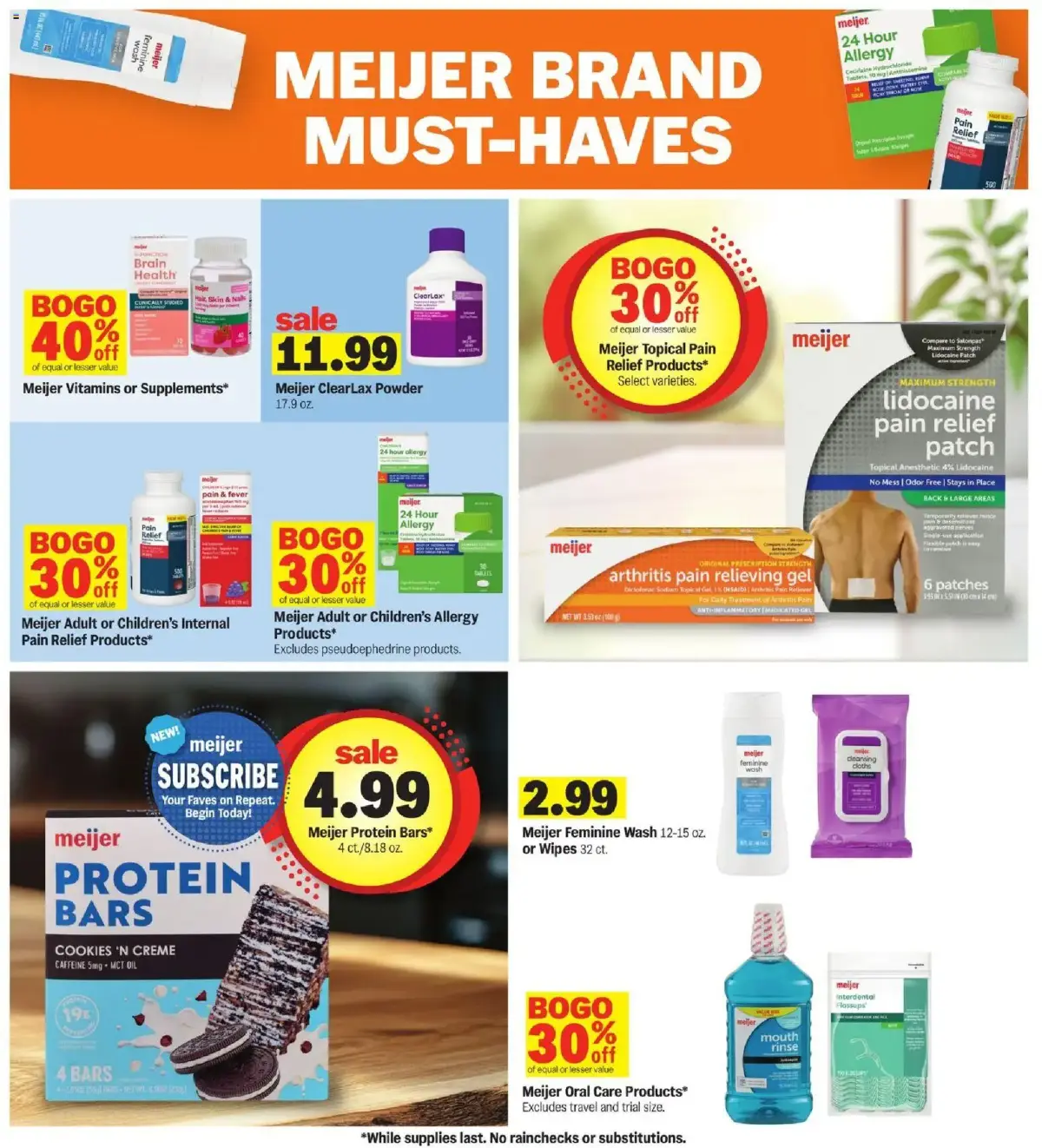 Meijer Weekly Ad, page 17 of 35, valid 09/09/2026 - 09/15/2026 — Relief Products, Allergy, Pain Relief, Large Areas