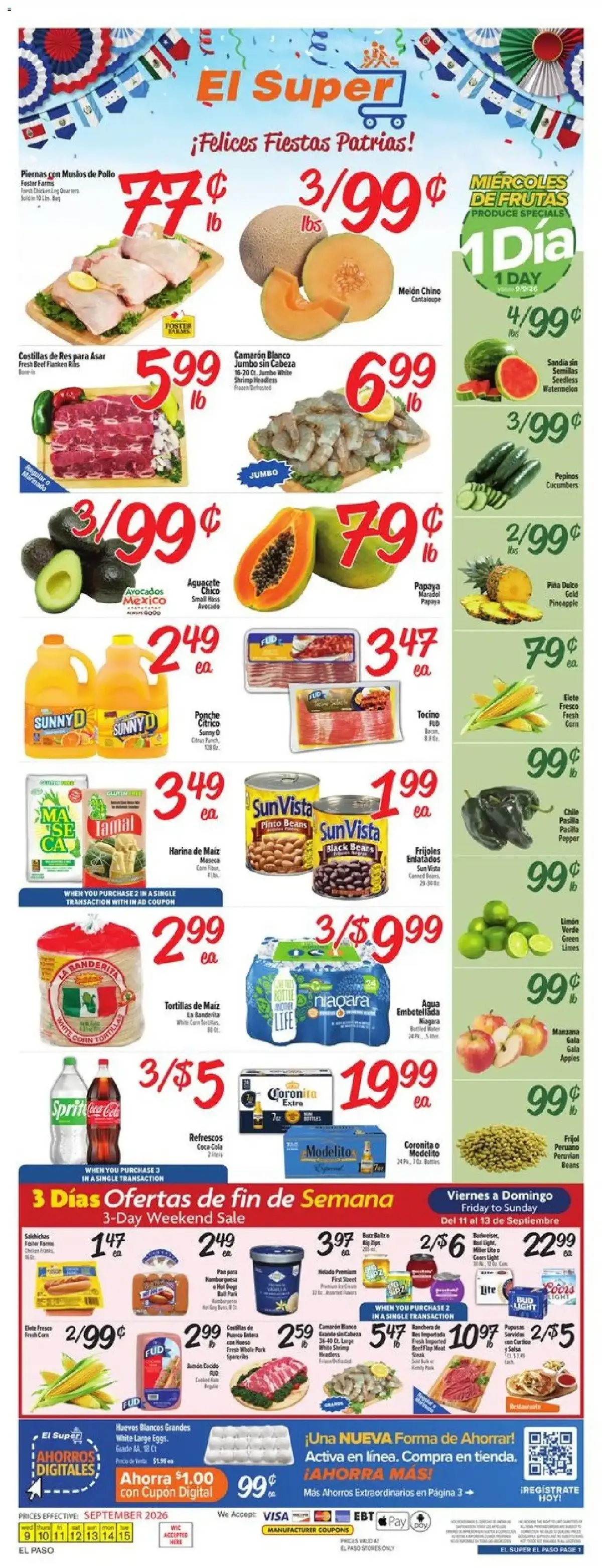 El Super offer from 09/09/2026 El Super Weekly Ad - TX, page 1 of 4, valid 09/09/2026 - 09/15/2026