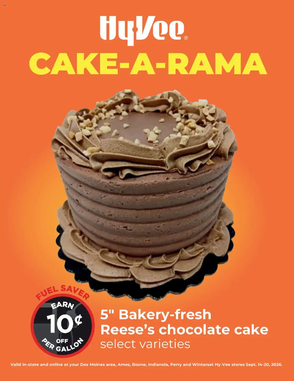 HyVee Cake-A-Rama, page 1 of 1, valid 09/14/2026 - 09/20/2026