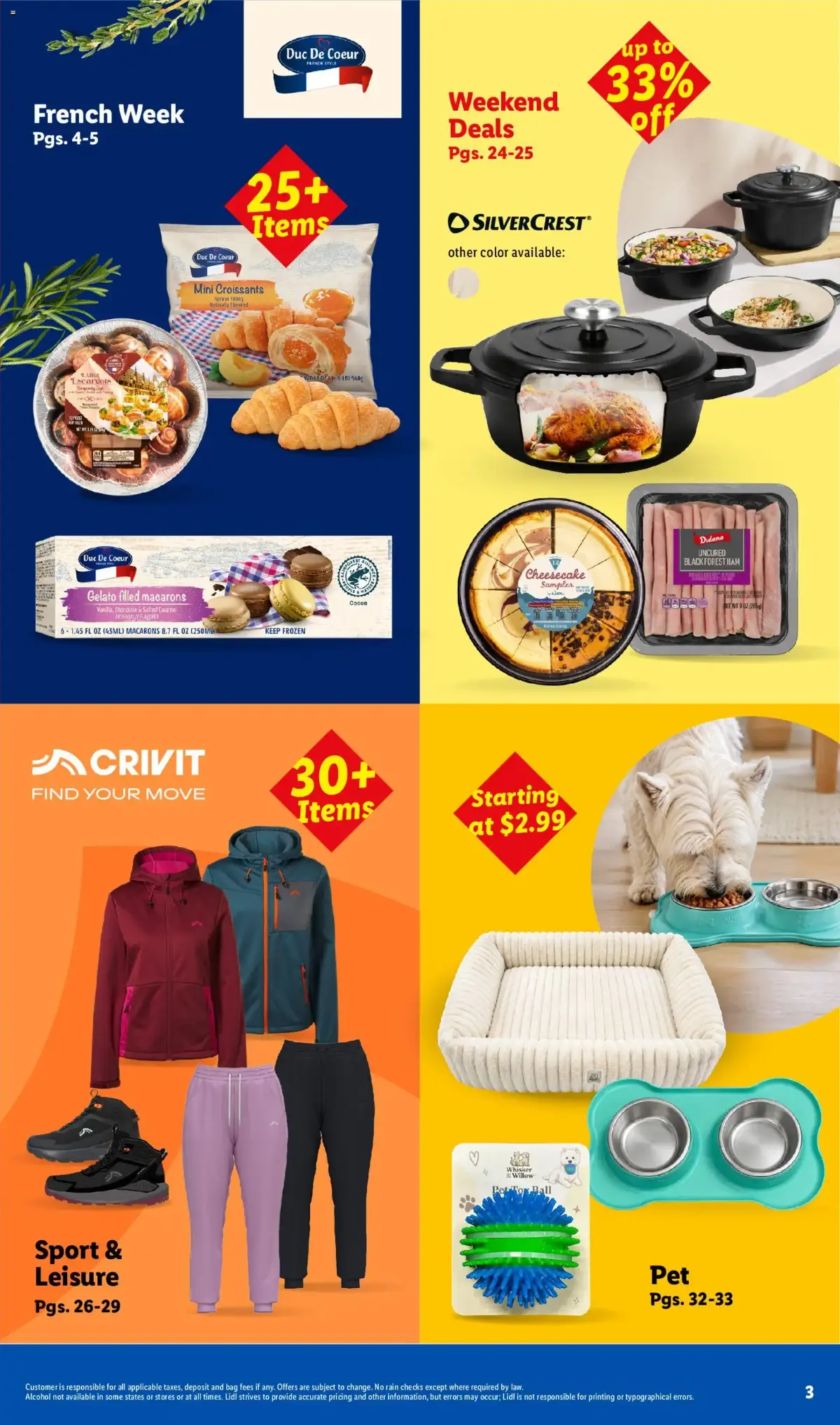 Lidl Weekly Ad, page 3 of 34, valid 09/09/2026 - 09/15/2026 — Forest Ham, Keep Frozen, Mini Croissants, Filled Macarons