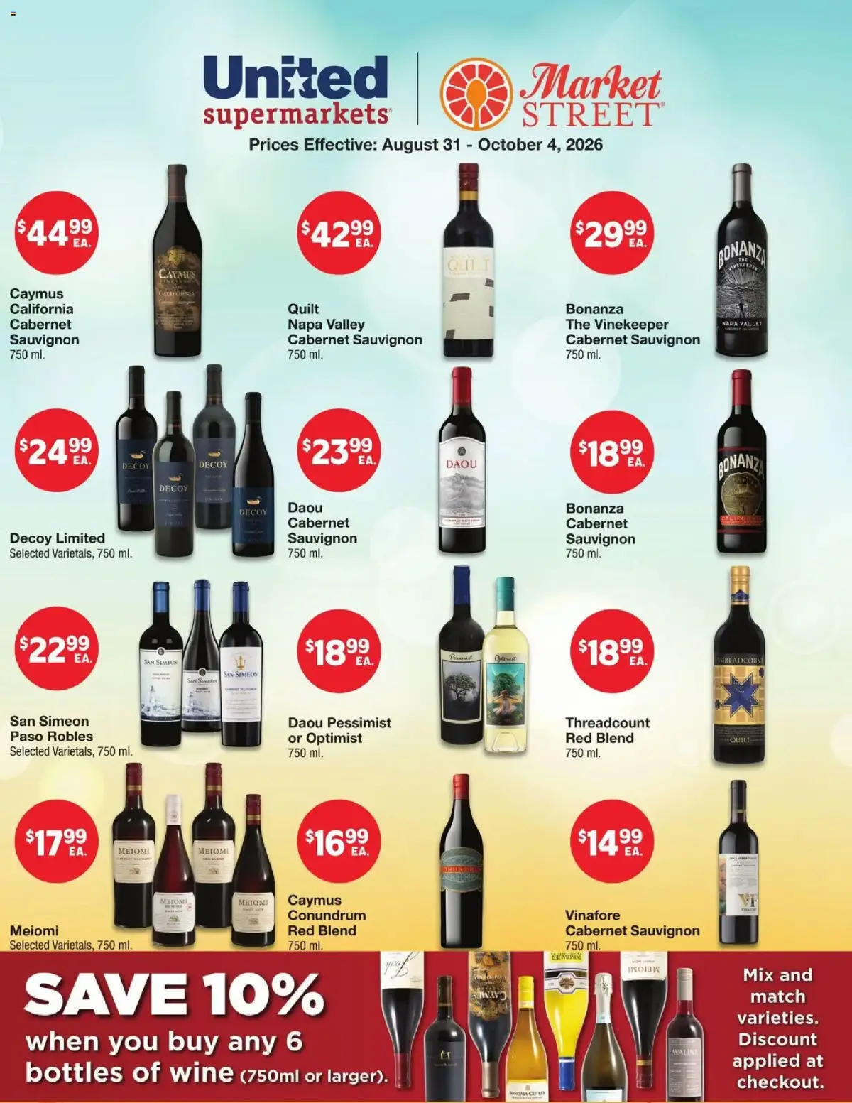 18+ United Supermarkets Alcohol Flyer, page 1 of 2, valid 08/31/2026 - 10/04/2026