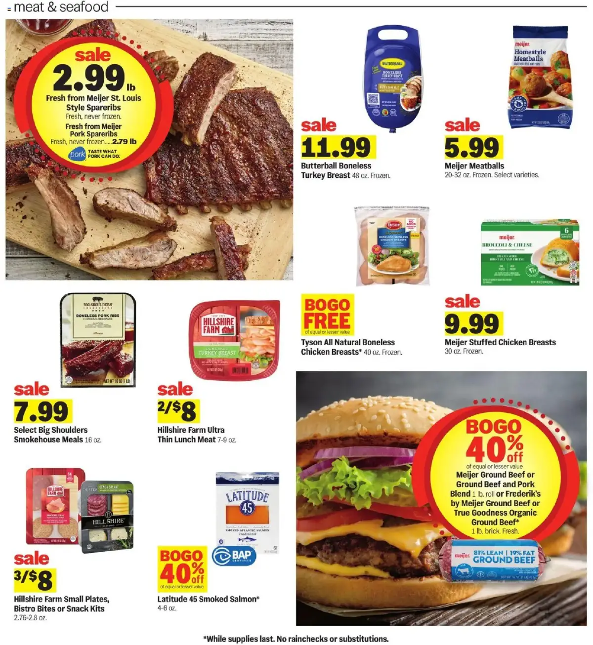 Meijer Weekly Ad, page 5 of 35, valid 09/09/2026 - 09/15/2026 — Ground Beef, Latitude, Hillshire, Lean Fat