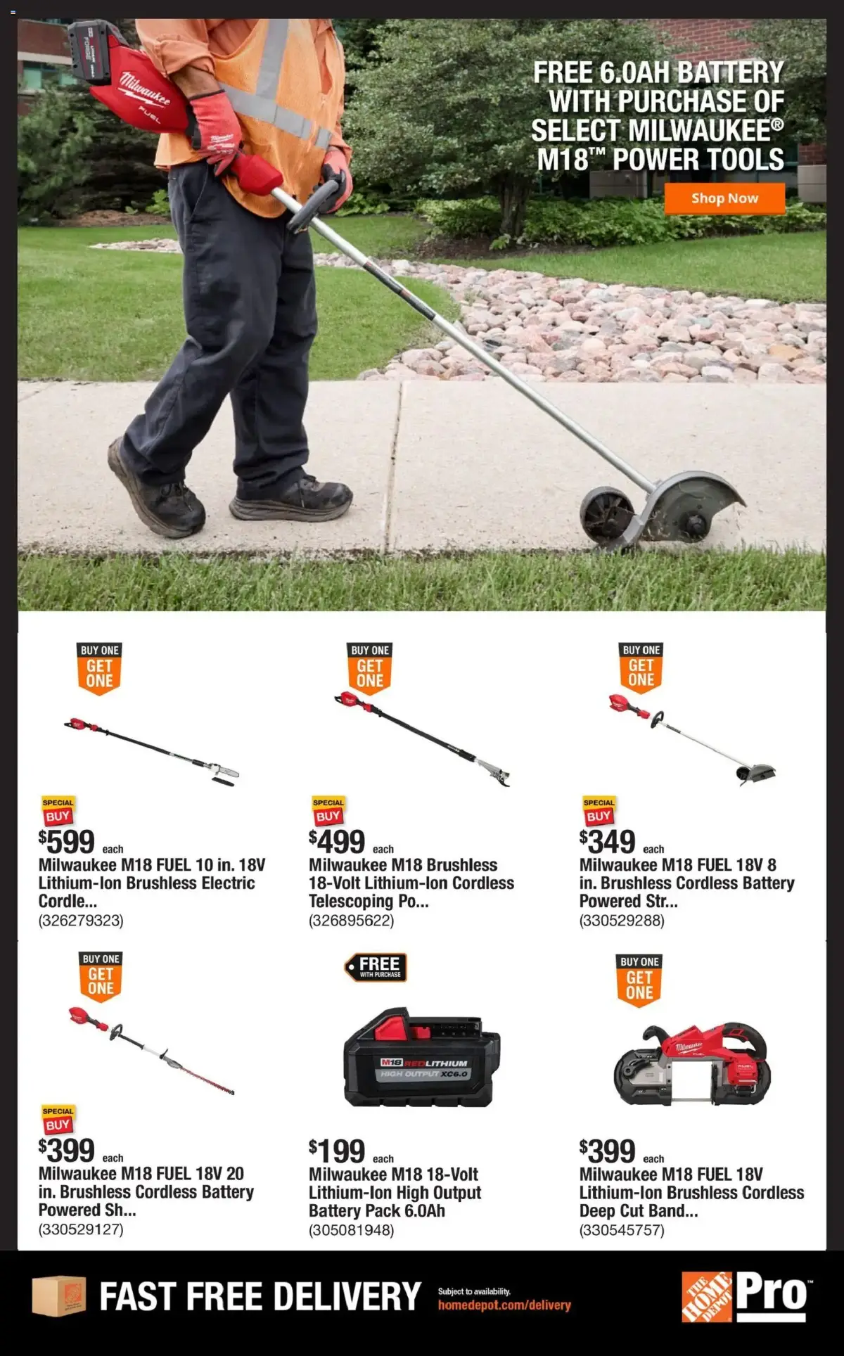 Home Depot Shop Pro Ad, page 4 of 6, valid 09/07/2026 - 09/14/2026 — Milwaukee Fuel, Special, Cordless Battery, Brushless
